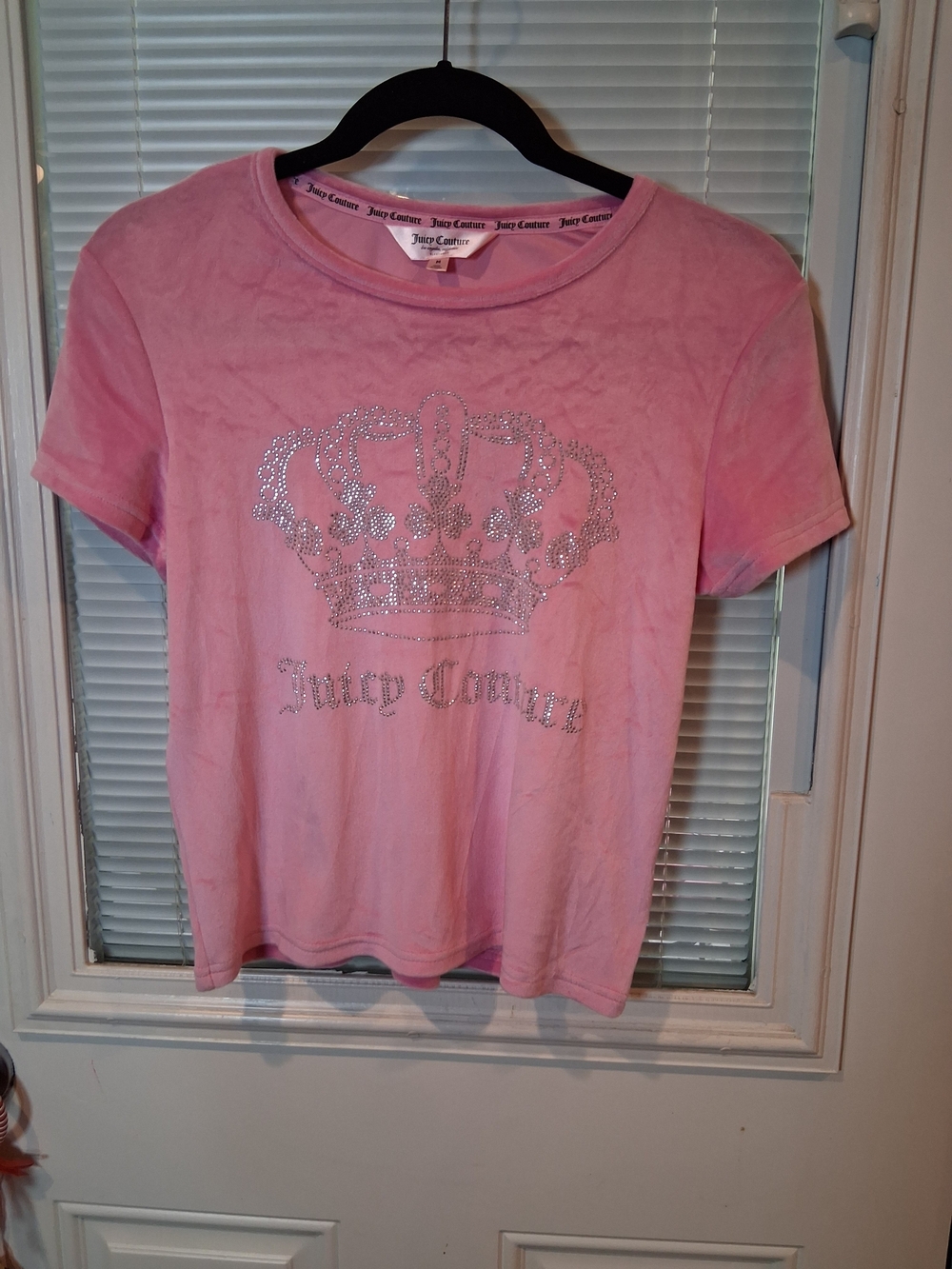 sku387 2PC Set -Juicy Couture Pink Rhinestone Crown Tee with Pants Size M